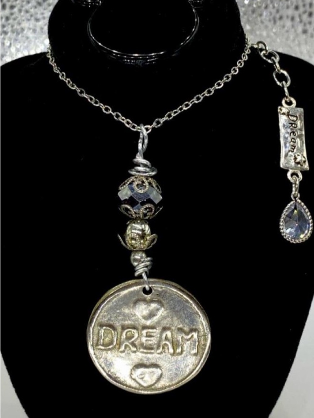 Custom ^^^ Hammered Dream Pendant Charm Necklace Silver ***